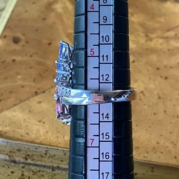 Natural Tanzanite Pink Tourmaline Sterling Silver Ring Size 6 - Picture 8 of 9